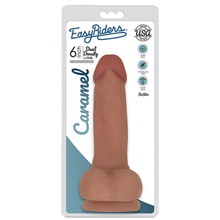 Curve Toys Easy Riders 6 in. Dual Density Dildo with Balls & Suction Cup Tan - Not Very Vanilla