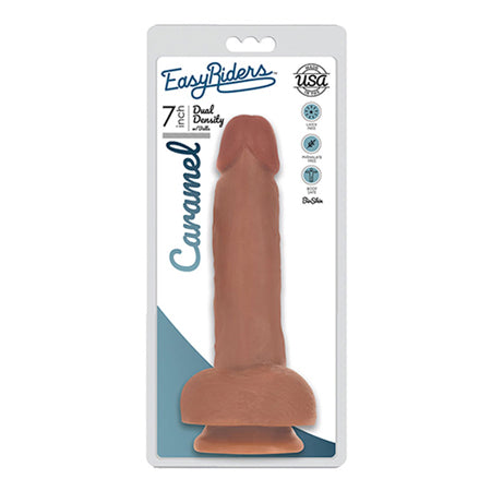 Curve Toys Easy Riders 7 in. Dual Density Dildo with Balls & Suction Cup Tan - Not Very Vanilla