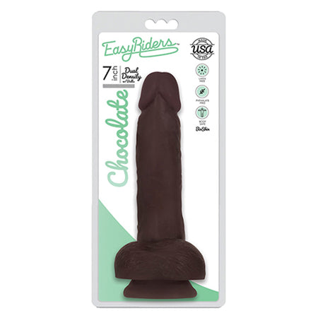 Curve Toys Easy Riders 7 in. Dual Density Dildo with Balls & Suction Cup Brown - Not Very Vanilla