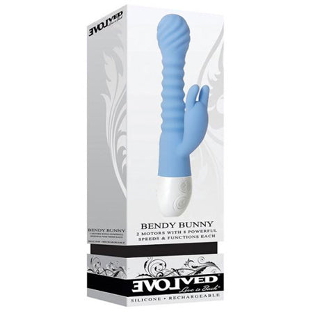 Evolved Bendy Bunny Rechargeable Poseable Silicone Rabbit Vibrator Blue - Not Very Vanilla