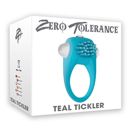 Zero Tolerance Teal Tickler Single-Speed Vibrating Silicone Cockring Teal - Not Very Vanilla