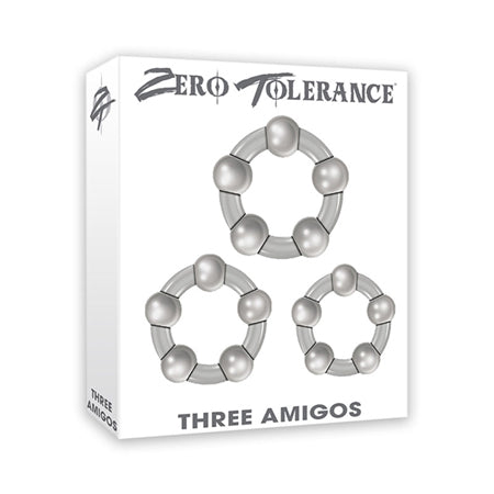 Zero Tolerance Three Amigos 3-Piece Cockring Set Clear - Not Very Vanilla