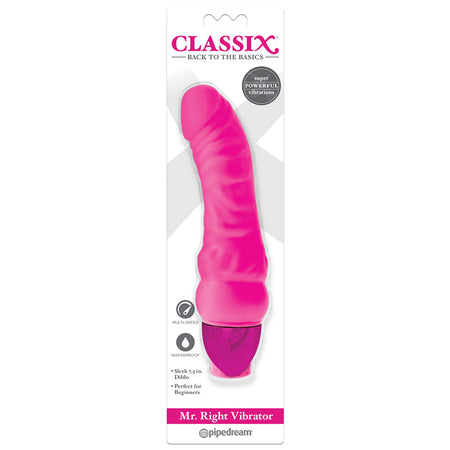 Pipedream Classix Mr. Right Vibrator Realistic 6.5 in. Vibrating Dildo Pink - Not Very Vanilla