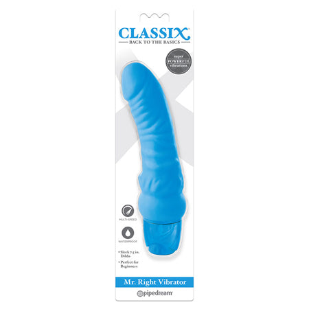 Pipedream Classix Mr. Right Vibrator Realistic 6.5 in. Vibrating Dildo Blue - Not Very Vanilla