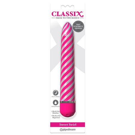 Pipedream Classix Sweet Swirl 8 in. Slimline Vibrator Pink - Not Very Vanilla