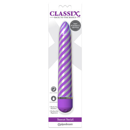 Pipedream Classix Sweet Swirl 8 in. Slimline Vibrator Purple - Not Very Vanilla