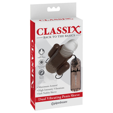 Pipedream Classix Dual Vibrating Penis Sleeve Smoke - Not Very Vanilla