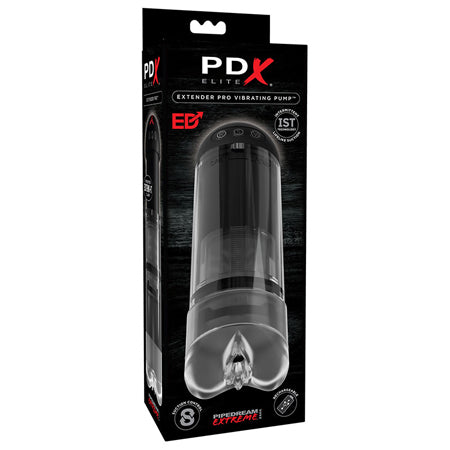 PDX Elite Extender Pro Rechargeable Vibrating Penis Pump Clear/Black - Not Very Vanilla