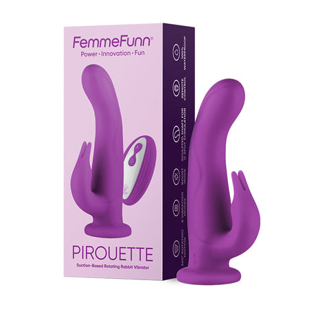 FemmeFunn Pirouette 8 in. Dual-Stimulation Rotating Vibrating Dildo Purple - Not Very Vanilla