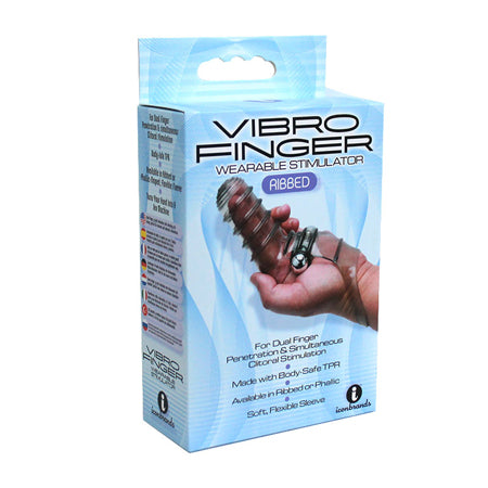 The 9's VibroFinger Ribbed Finger Massager Grey - Not Very Vanilla