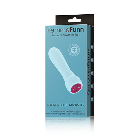 FemmeFunn Booster Bullet Massager Rechargeable Silicone Vibrator Light Blue - Not Very Vanilla