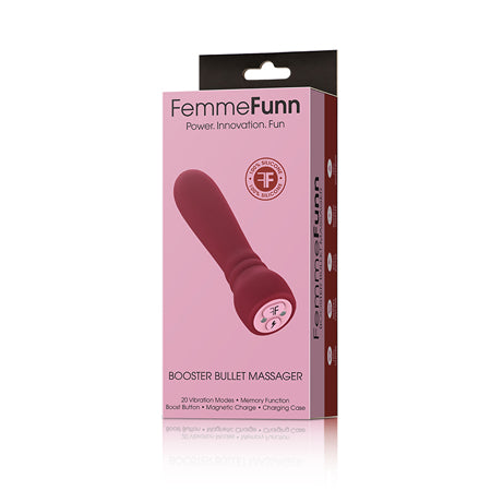 FemmeFunn Booster Bullet Massager Rechargeable Silicone Vibrator Maroon - Not Very Vanilla