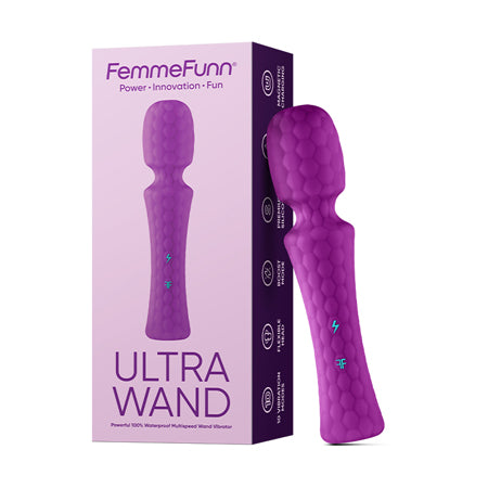 FemmeFunn Ultra Wand Rechargeable Flexible Textured Silicone Vibrator Purple - Not Very Vanilla