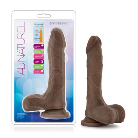 Blush Au Naturel Mister Perfect 8.5 in. Posable Dual Density Dildo with Balls & Suction Cup Brown - Not Very Vanilla