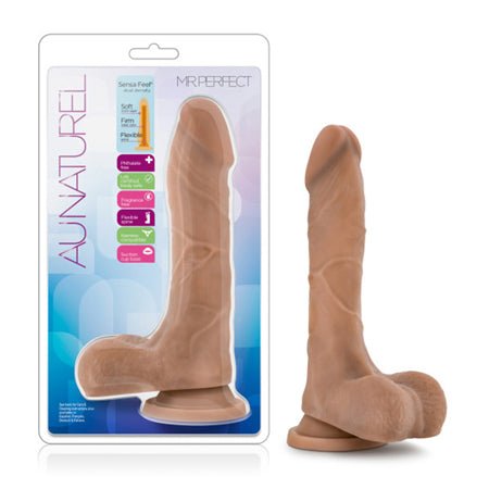 Blush Au Naturel Mister Perfect 8.5 in. Posable Dual Density Dildo with Balls & Suction Cup Tan - Not Very Vanilla