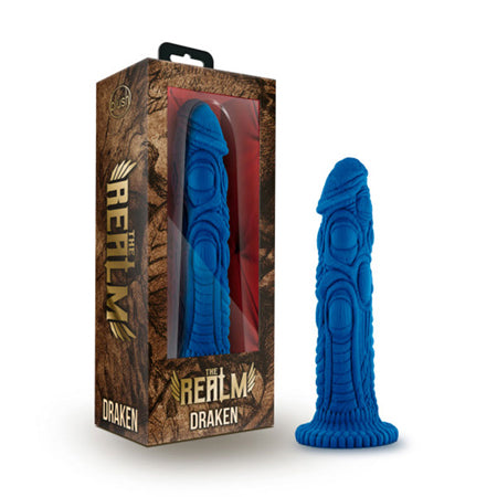 Blush The Realm Draken 7.5 in. Silicone Lock On Fantasy Dildo Blue - Not Very Vanilla