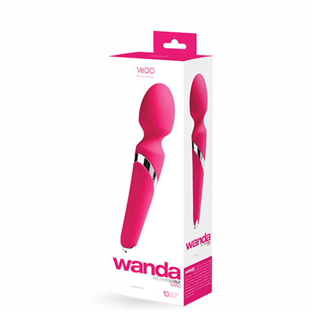 VeDO Wanda Rechargeable Wand Vibe - Foxy Pink - Not Very Vanilla