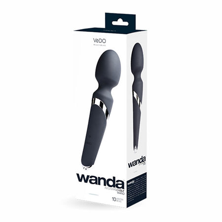 VeDO Wanda Rechargeable Wand Vibe - Just Black - Not Very Vanilla