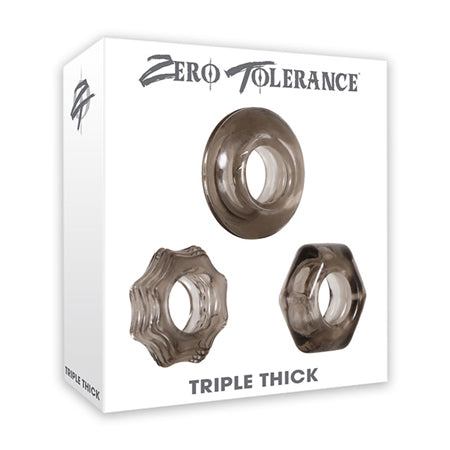 Zero Tolerance Triple Thick 3-Piece Cockring Set Smoke - Not Very Vanilla