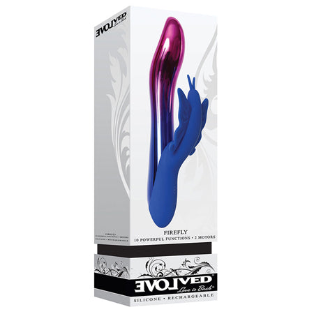 Evolved Firefly Rechargeable Silicone Dual Stimulator Blue/Pink - Not Very Vanilla