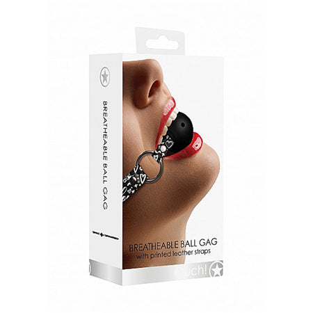 Ouch! Love Street Art Fashion Printed Adjustable Breathable Ball Gag Black - Not Very Vanilla