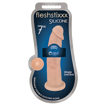 Curve Toys FLESHSTIXXX 7 in. Posable Silicone Dildo with Suction Cup Beige - Not Very Vanilla