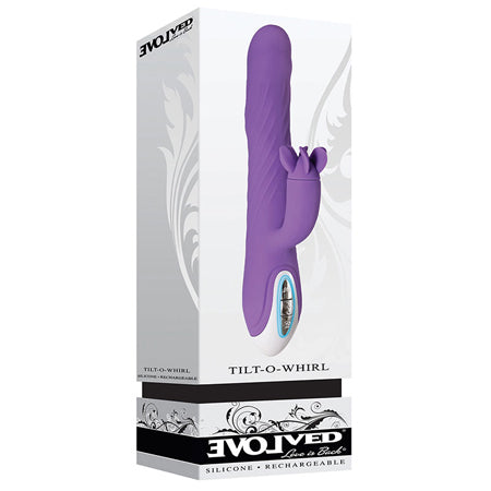 Evolved Tilt-O-Whirl Dual Stimulation Vibrator With Spinning Clit Stimulator Purple - Not Very Vanilla