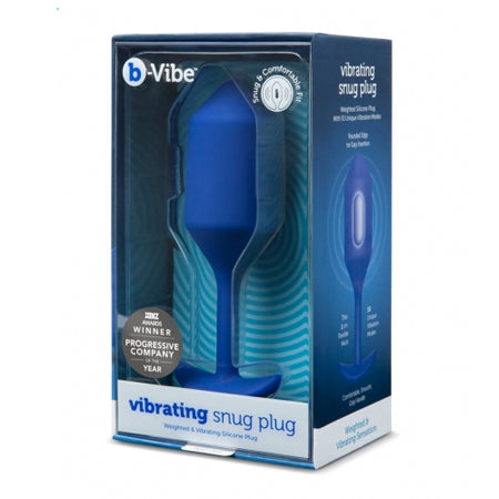 b-Vibe Vibrating Snug Plug 4 Rechargeable Weighted Silicone Anal Plug Navy - Not Very Vanilla