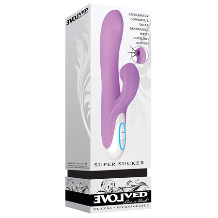 Evolved Super Sucker Rechargeable Thumping Suction Silicone Dual Stimulator Purple - Not Very Vanilla