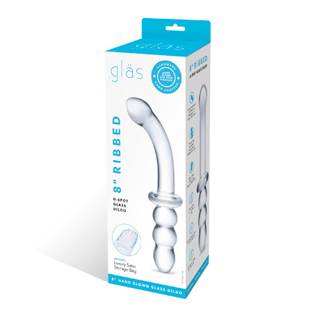 Glas 8 in. Ribbed G-Spot Glass Dildo - Not Very Vanilla