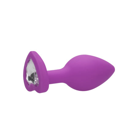 Ouch! Flexible Silicone Diamond Heart Butt Plug Purple Regular - Not Very Vanilla