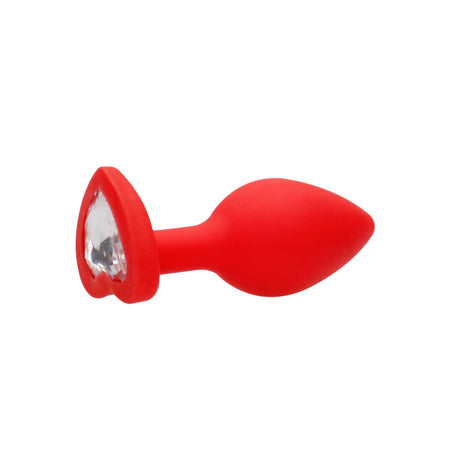 Ouch! Flexible Silicone Diamond Heart Butt Plug Red Large - Not Very Vanilla