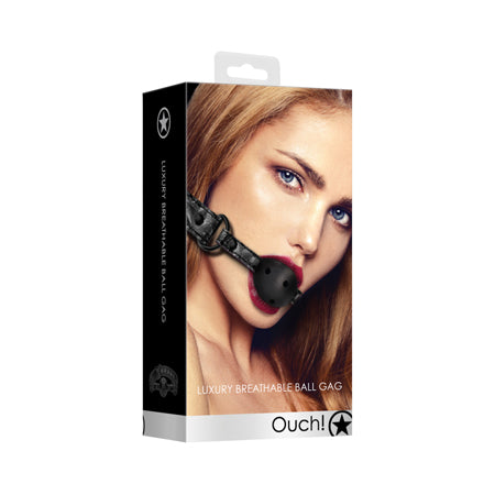 Ouch! Luxury Adjustable Breathable Ball Gag Black - Not Very Vanilla