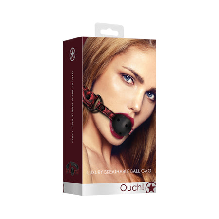 Ouch! Luxury Adjustable Breathable Ball Gag Burgundy - Not Very Vanilla