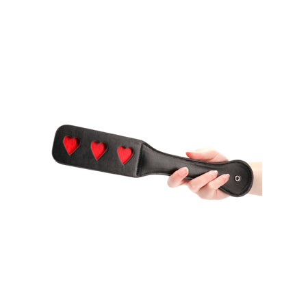 Ouch! Heart Pattern Paddle Black - Not Very Vanilla