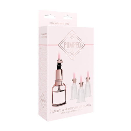 Pumped 4-Piece Clitoral & Nipple Pump Kit Rose Gold Large - Not Very Vanilla