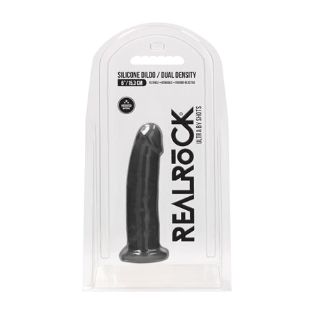 RealRock Ultra Realistic Dual Density Silicone 6 in. Bendable Dildo Black - Not Very Vanilla