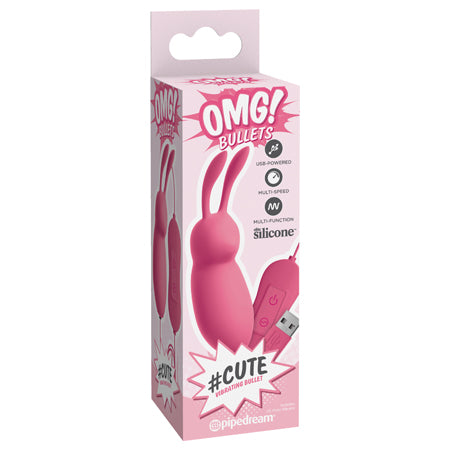 Pipedream OMG! Bullets #Cute USB-Powered Silicone Vibrating Bullet With Ears Pink - Not Very Vanilla