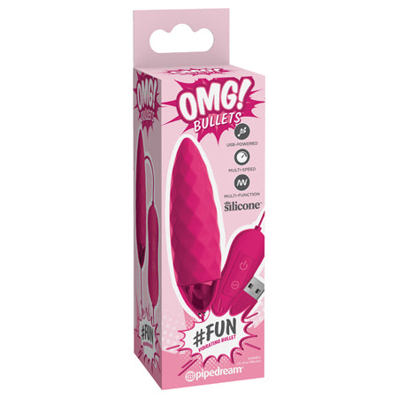 Pipedream OMG! Bullets #Fun USB-Powered Silicone Vibrating Bullet Fuchsia - Not Very Vanilla