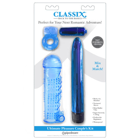 Pipedream Classix 4-Piece Ultimate Pleasure Couple's Kit Blue - Not Very Vanilla