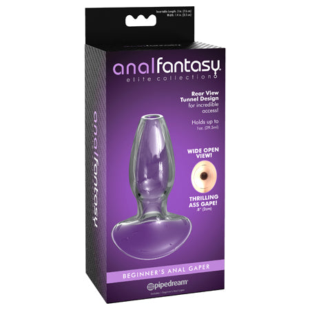 Pipedream Anal Fantasy Elite Collection Beginner's Anal Gaper Glass Tunnel Plug Clear - Not Very Vanilla