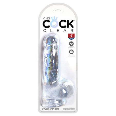 Pipedream King Cock Clear 6 in. Cock With Balls Realistic Suction Cup Dildo - Not Very Vanilla