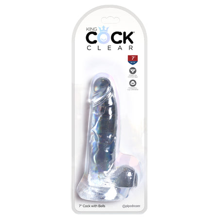 Pipedream King Cock Clear 7 in. Cock With Balls Realistic Suction Cup Dildo - Not Very Vanilla