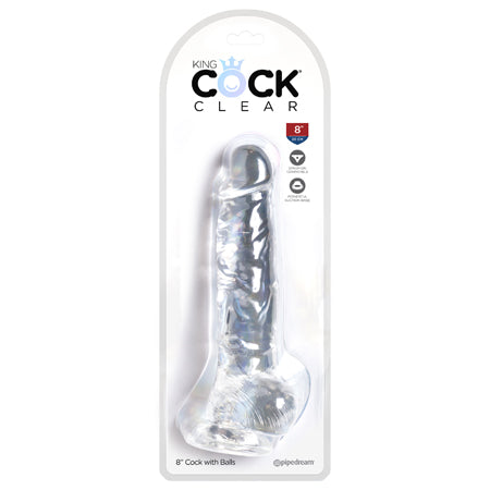 Pipedream King Cock Clear 8 in. Cock With Balls Realistic Suction Cup Dildo - Not Very Vanilla