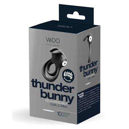 VeDo Thunder Bunny Rechargeable Dual Cockring Black - Not Very Vanilla