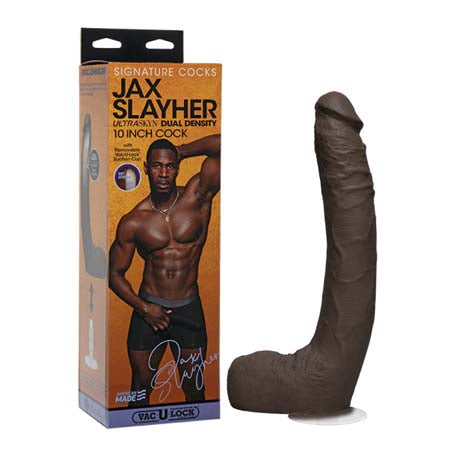 Signature Cocks Jax Slayher 10 Inch ULTRASKYN Cock with Removable Vac-U-Lock Suction Cup Chocolate - Not Very Vanilla