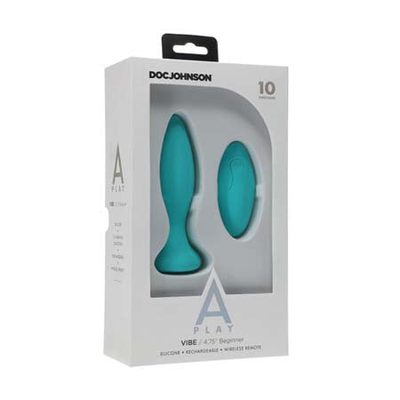 A-Play Vibe Beginner Rechargeable Silicone Anal Plug with Remote Teal - Not Very Vanilla