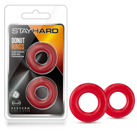 Blush Stay Hard Donut Rings Cockring 2-Pack Red - Not Very Vanilla