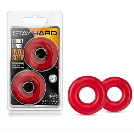 Blush Stay Hard Donut Rings Oversized Cockring 2-Pack Red - Not Very Vanilla