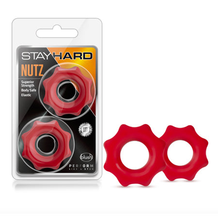 Blush Stay Hard Nutz Cockring 2-Pack Red - Not Very Vanilla